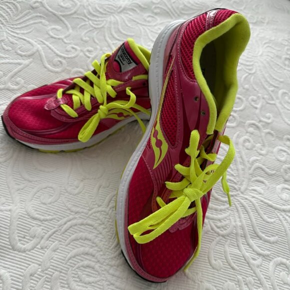 NEVER WORN! SAUCONY Hot Pink Yellow GRID SPEED Trainers Running Work Out 9.5 - Picture 9 of 10